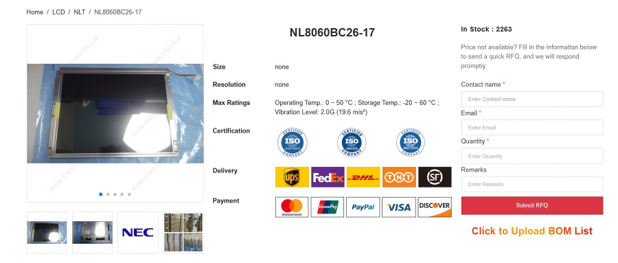 NL8060BC26-17 Industrial LCD | Reliable Display Solution