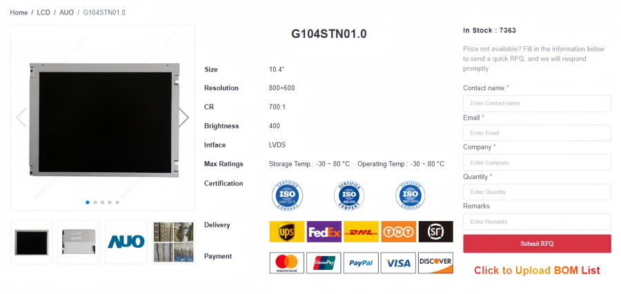 AUO G104STN01.0 LCD Panel Overview & Applications