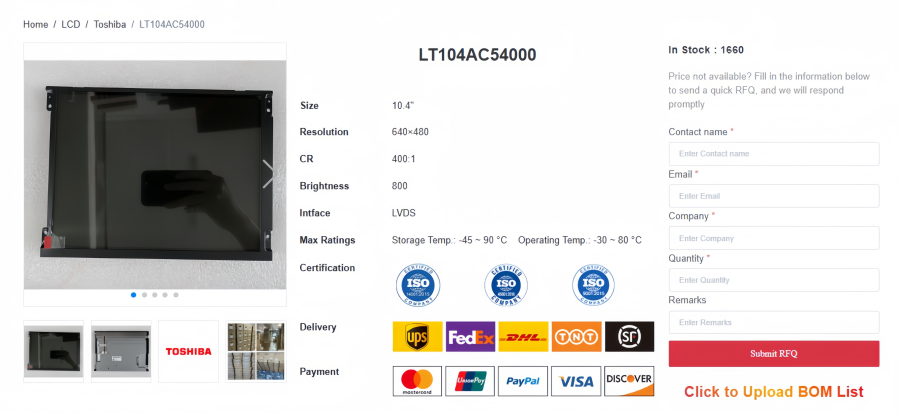 Toshiba LT104AC54000 Industrial LCD: Technical Overview