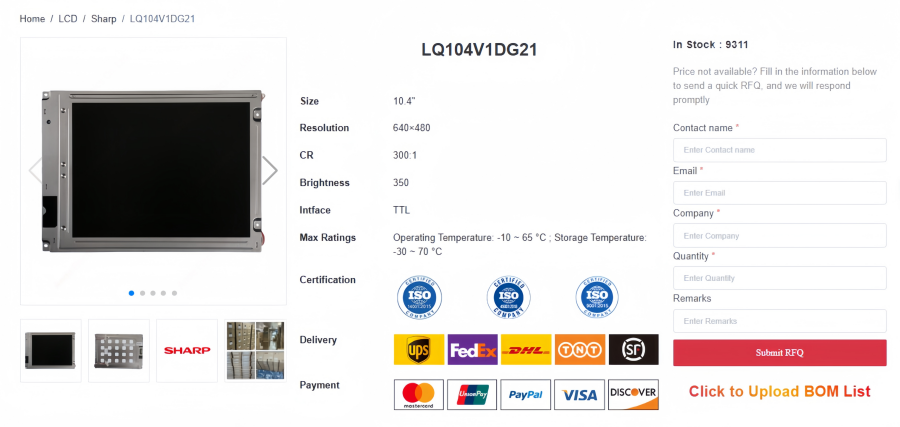 Sharp LQ104V1DG21 Industrial LCD Features & Applications