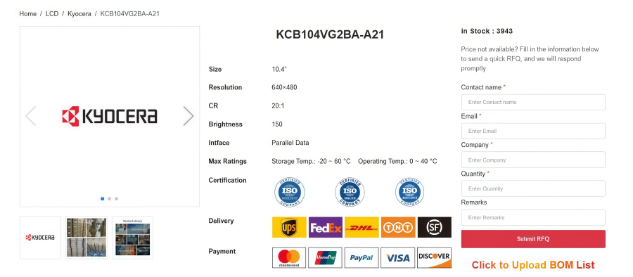 KCB104VG2BA-A21 Industrial LCD Panel Overview & Specs