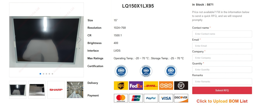 Industrial-Grade Sharp LQ150X1LX95 LCD Screen Overview Industrial-Grade Sharp LQ150X1LX95 LCD Screen Overview