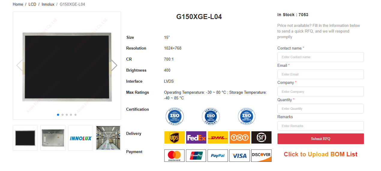 Innolux G150XGE-L04 Datasheet, Specs & Industrial Uses Innolux G150XGE-L04 Datasheet, Specs & Industrial Uses