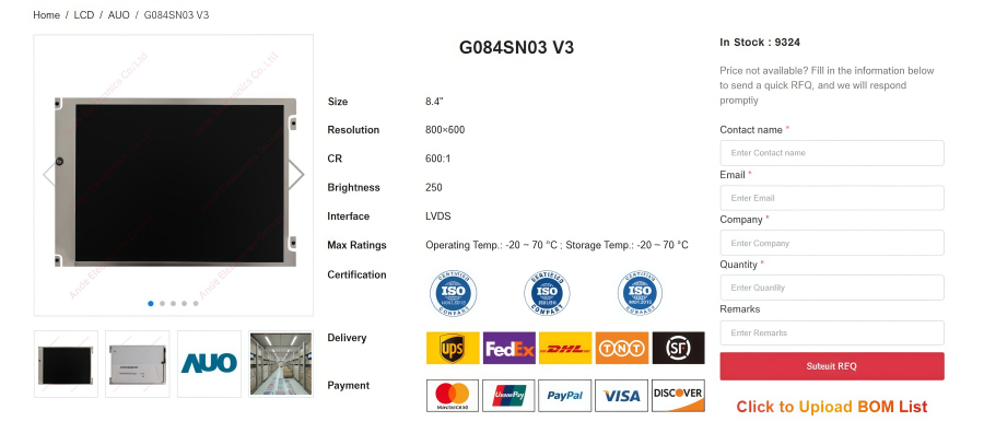 AUO G084SN03 V3: 8.4’’ Industrial TFT LCD Module Guide AUO G084SN03 V3: 8.4’’ Industrial TFT LCD Module Guide
