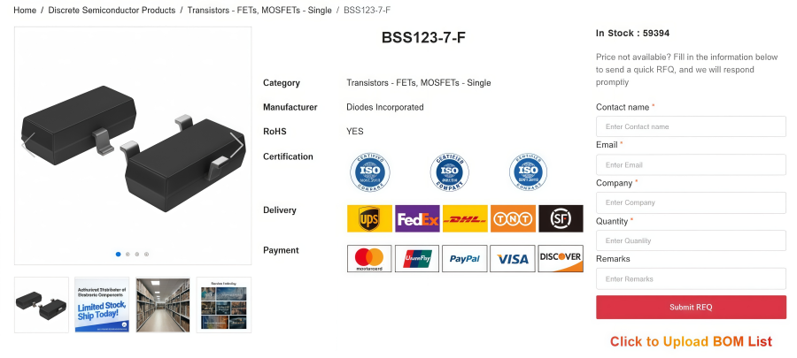 BSS123-7-F N-Channel MOSFET Specifications & Guide